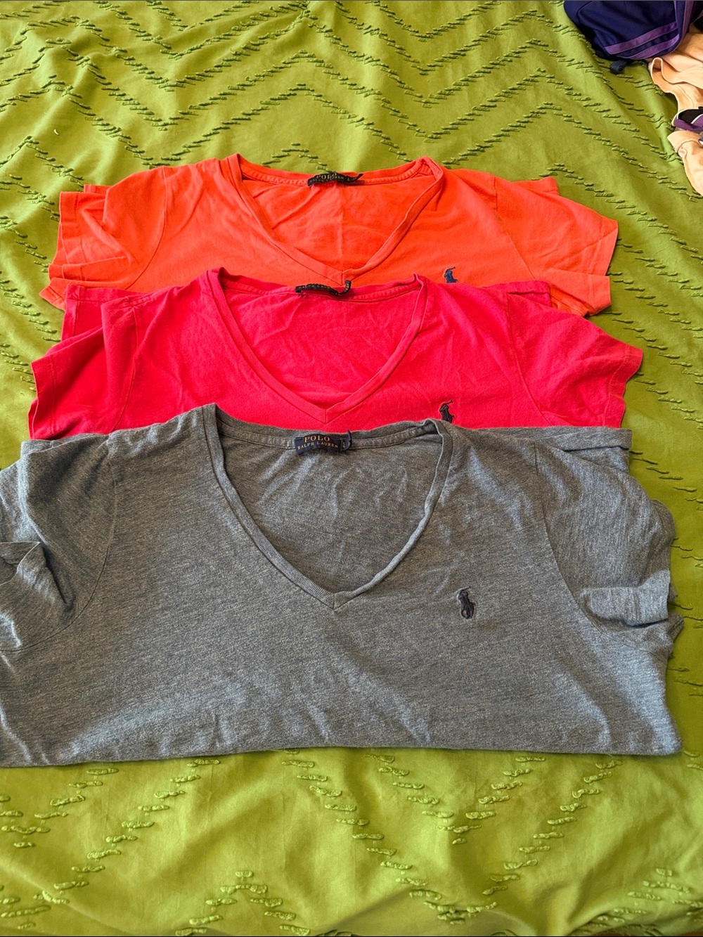Polo by Ralph Lauren Women's V-Neck Tees in Orange, Pink, Gray